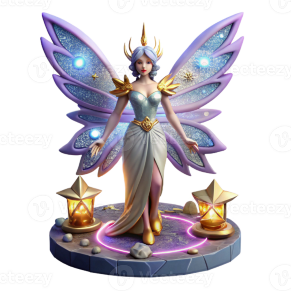 Enchanted Fairy Render A Fantasy Illustration of a Celestial Being with Glittering Wings png