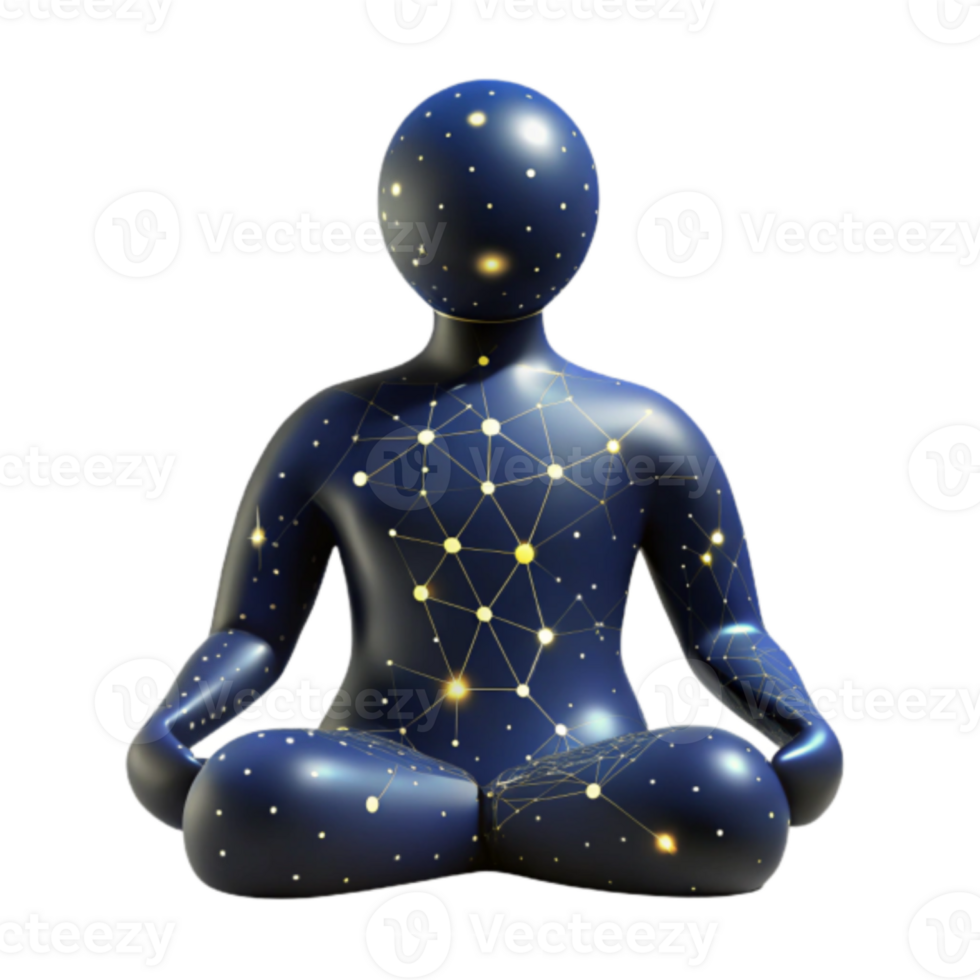 Illustration of a Meditator Connected by Luminous Network png