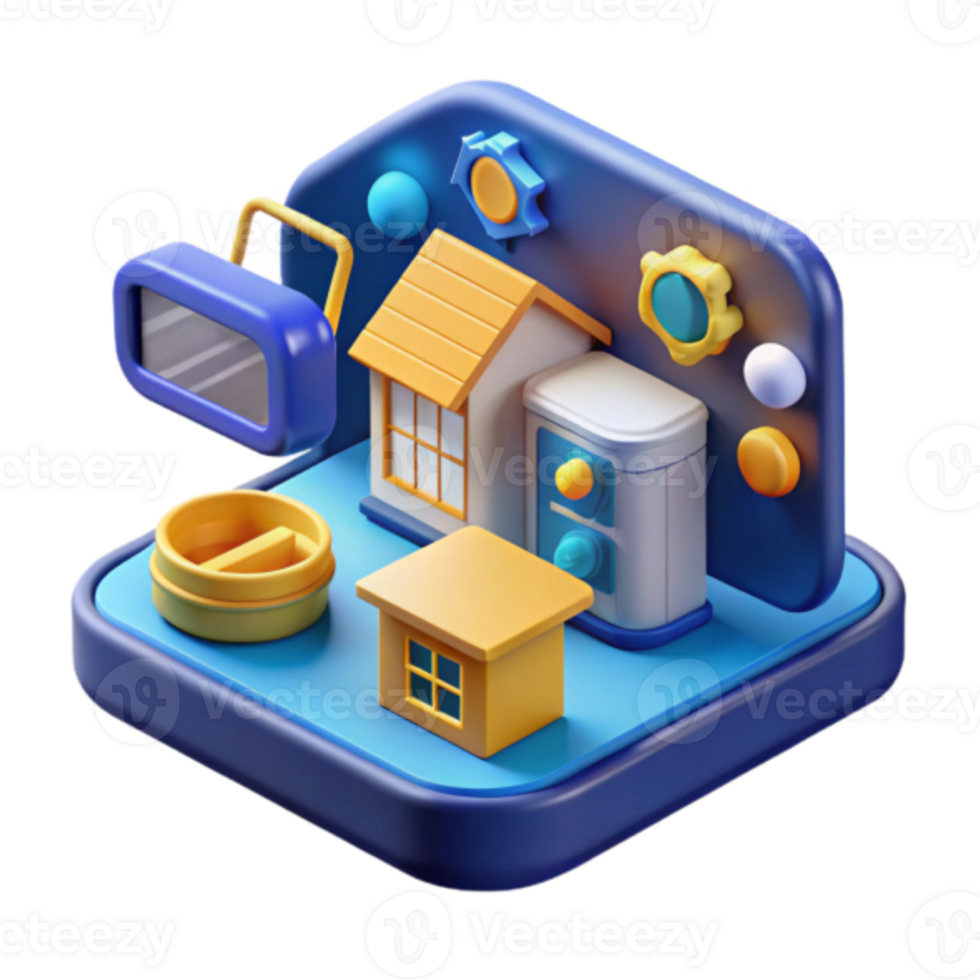 Isometric Illustration Home Smart Device System, House Appliances, Digital Gadget png