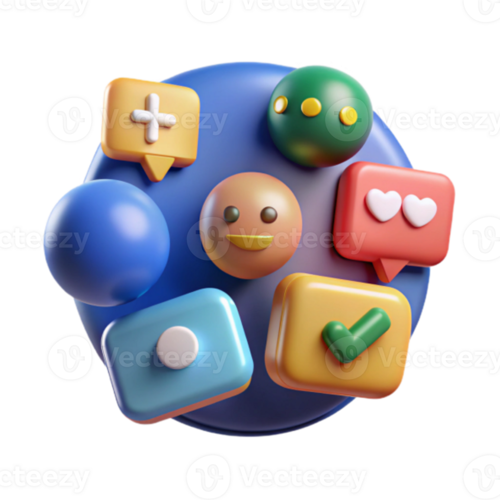 Render Colorful Emojis Social Media Icons Abstract Background png