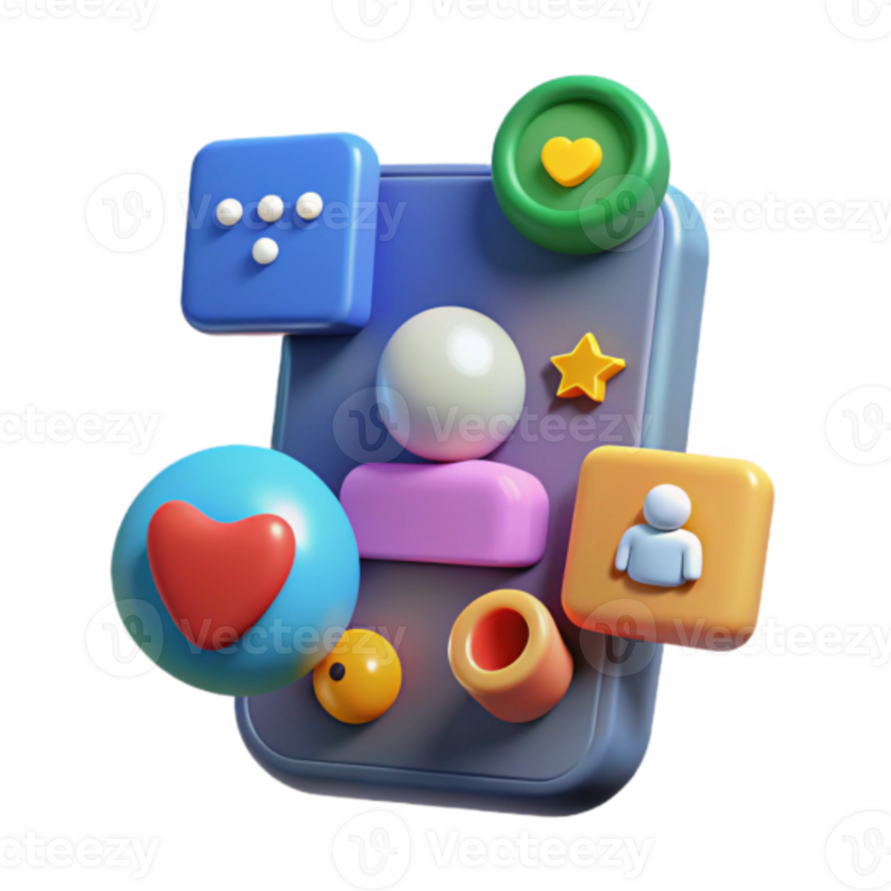 Vibrant Render of Social Media Icons on Smartphone Background png