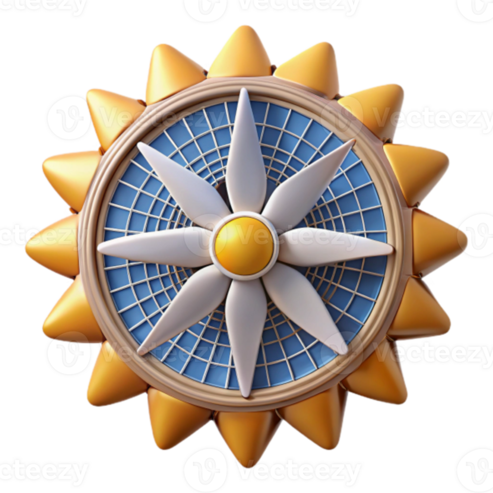 Render Golden Sunburst Flower Graphic Design Element png