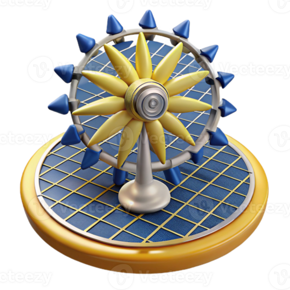 Render of a Yellow and Blue Ferris Wheel Illustration png