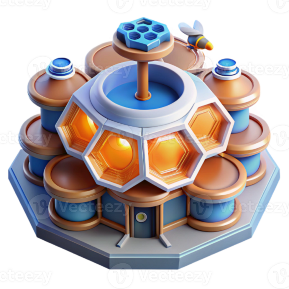 Honeycomb Hive Illustration Futuristic Bee Architecture png