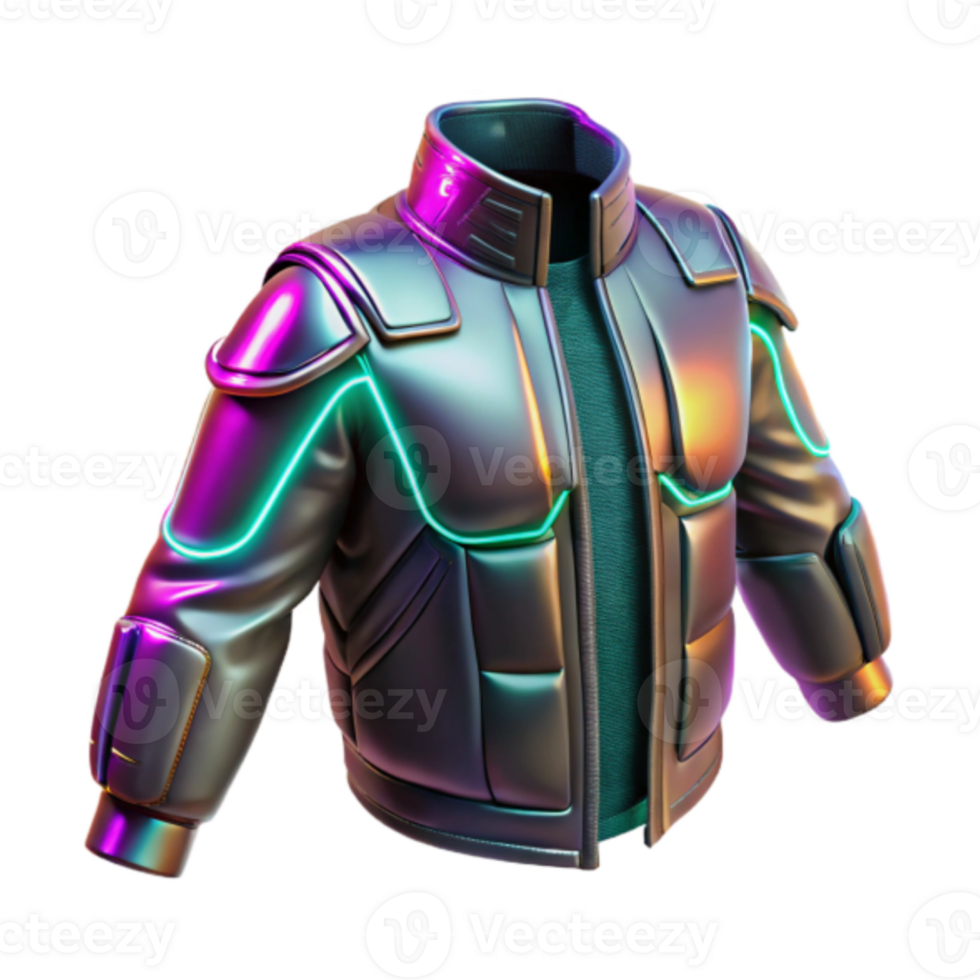 Futuristic Metallic Jacket Render Neon Lights png