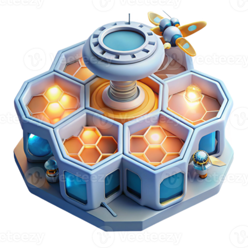 Futuristic Honeycomb Hive Illustration A Technological Marvel of Hexagonal Design png