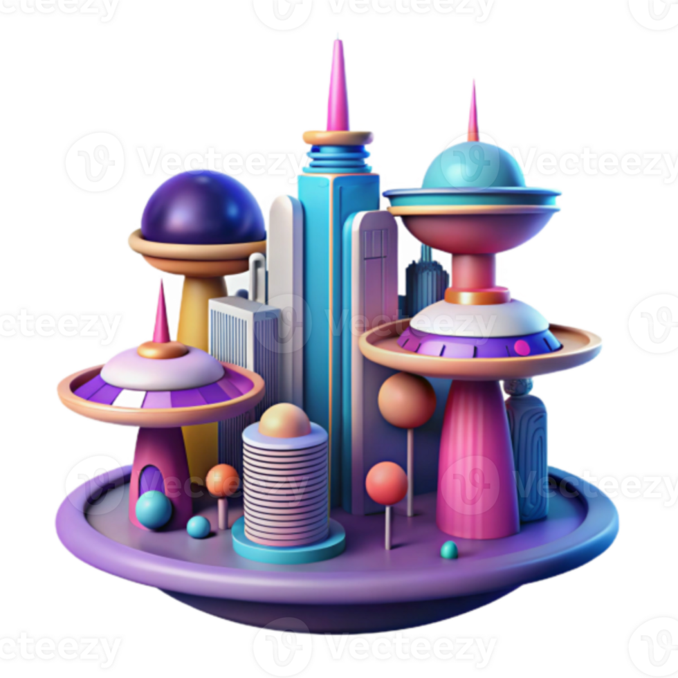 Vibrant Render of a Futuristic Cityscape png