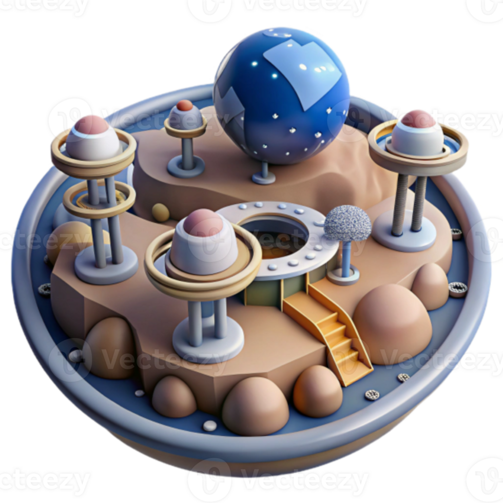 Whimsical Render of a Futuristic Island Microcosm png