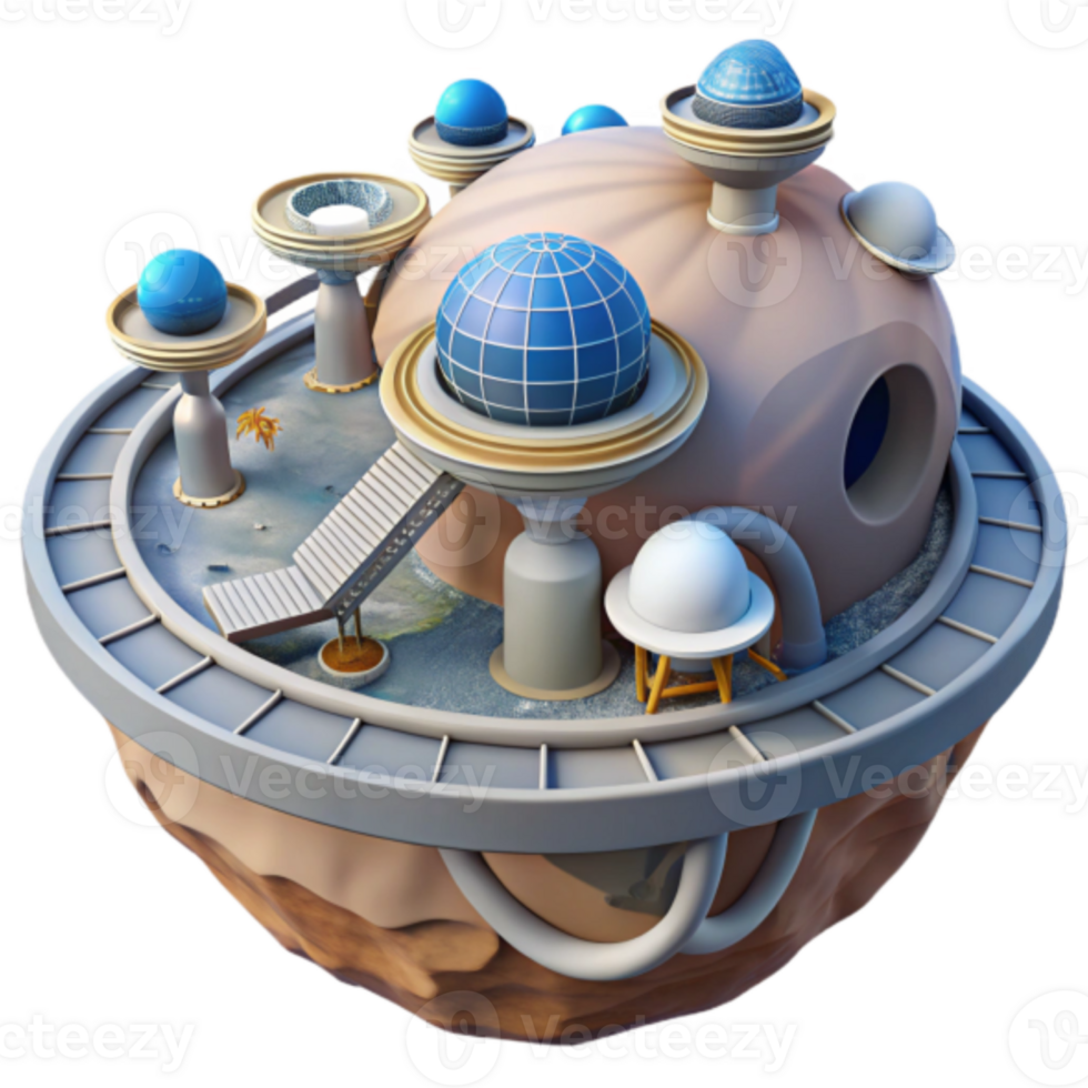 Render of Futuristic Space Habitat on Asteroid png