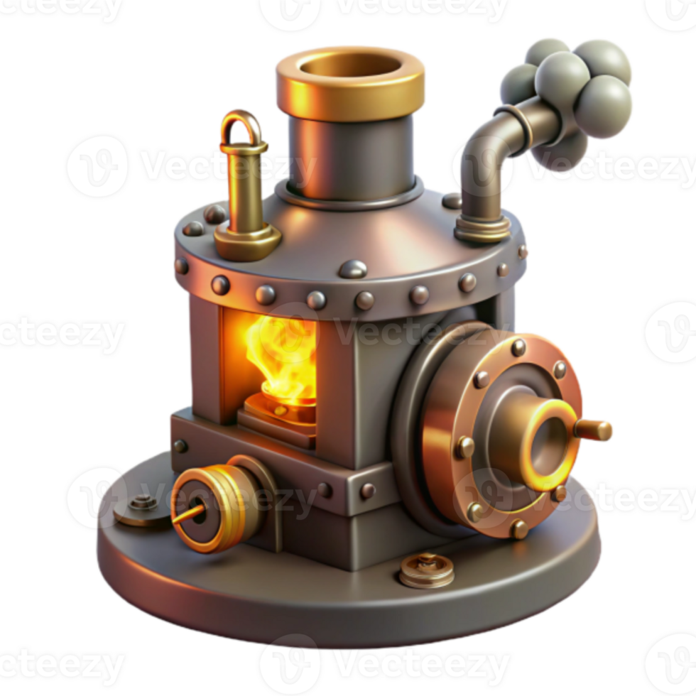 Model of a Vintage Steam-Powered Machine Illustration png