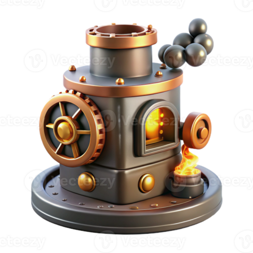 Steampunk Foundry Render Industrial Machine Illustration png