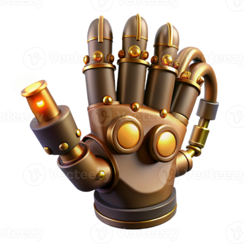 Steampunk Robotic Hand Illustration Futuristic Mechanical Glove Design png