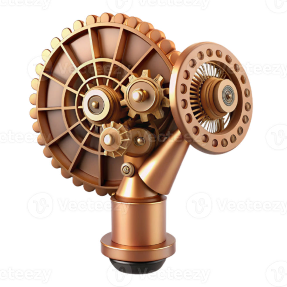 Render of Intricate Golden Gear Mechanism Illustration png