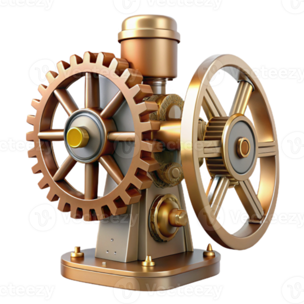 Render of a Bronze Gear Mechanism Illustration png