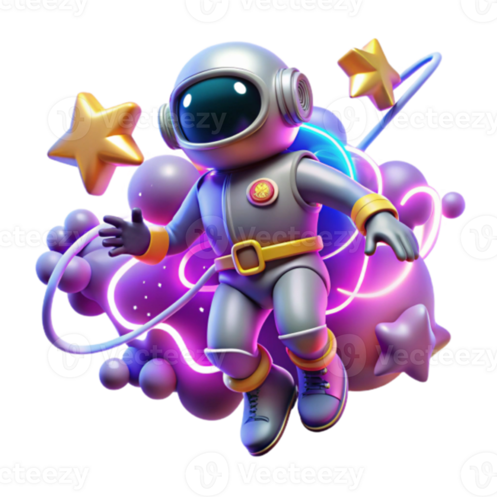 Adorable Astronaut Illustration in Space Nebula Background png