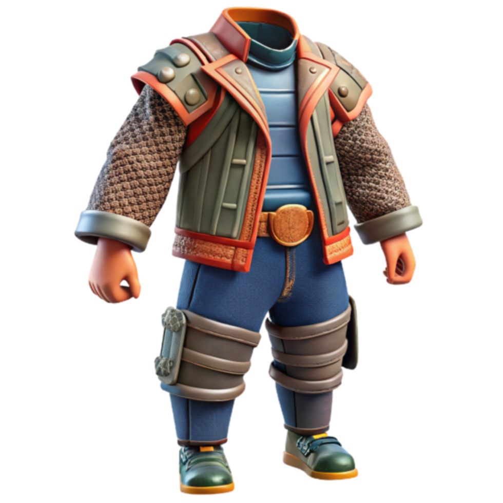 Model Render Childrens Fantasy Outfit - Cartoon Styled Armor and Jacket png