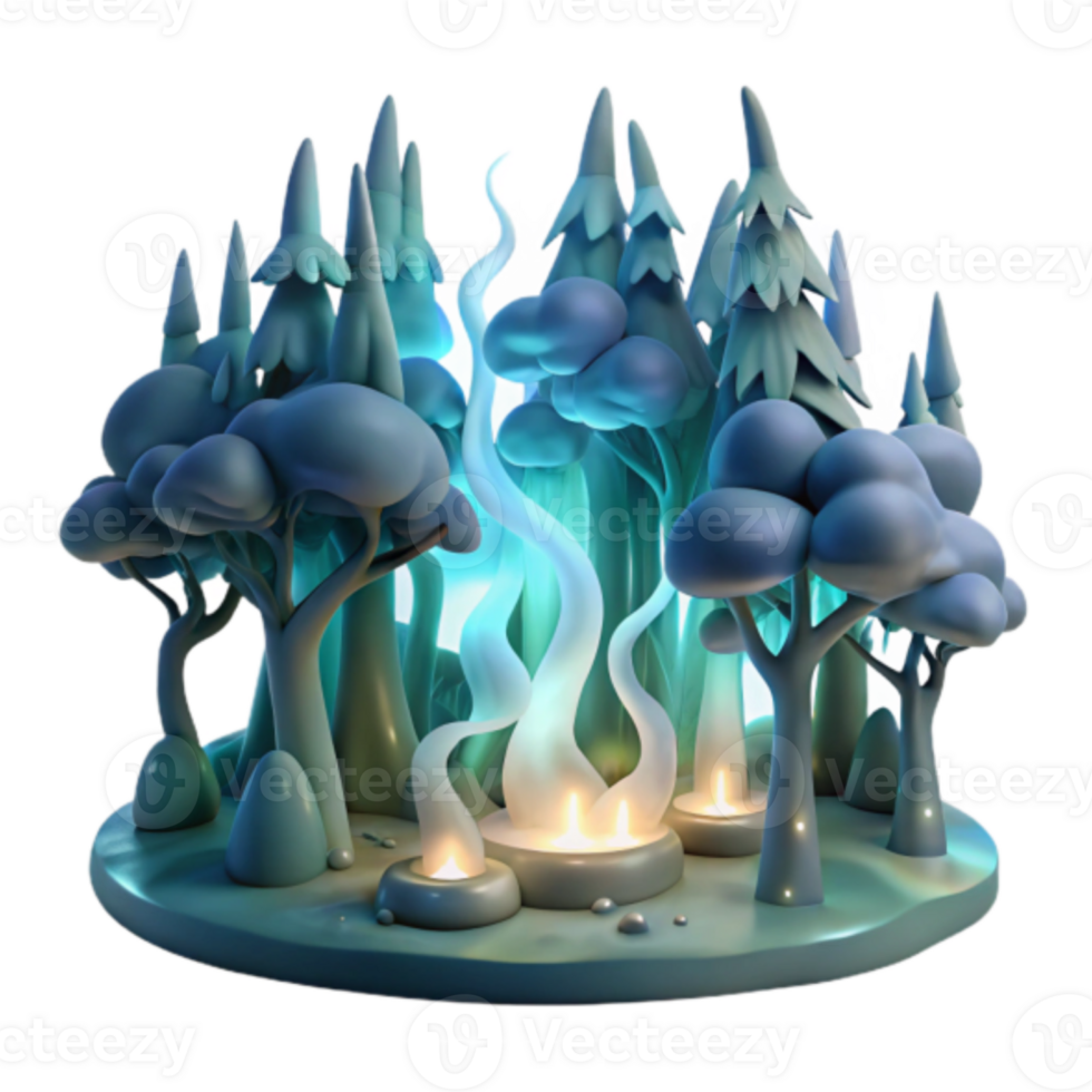 Enchanted Forest Illustration Candles Glow Mystical Trees Winter Wonderland png