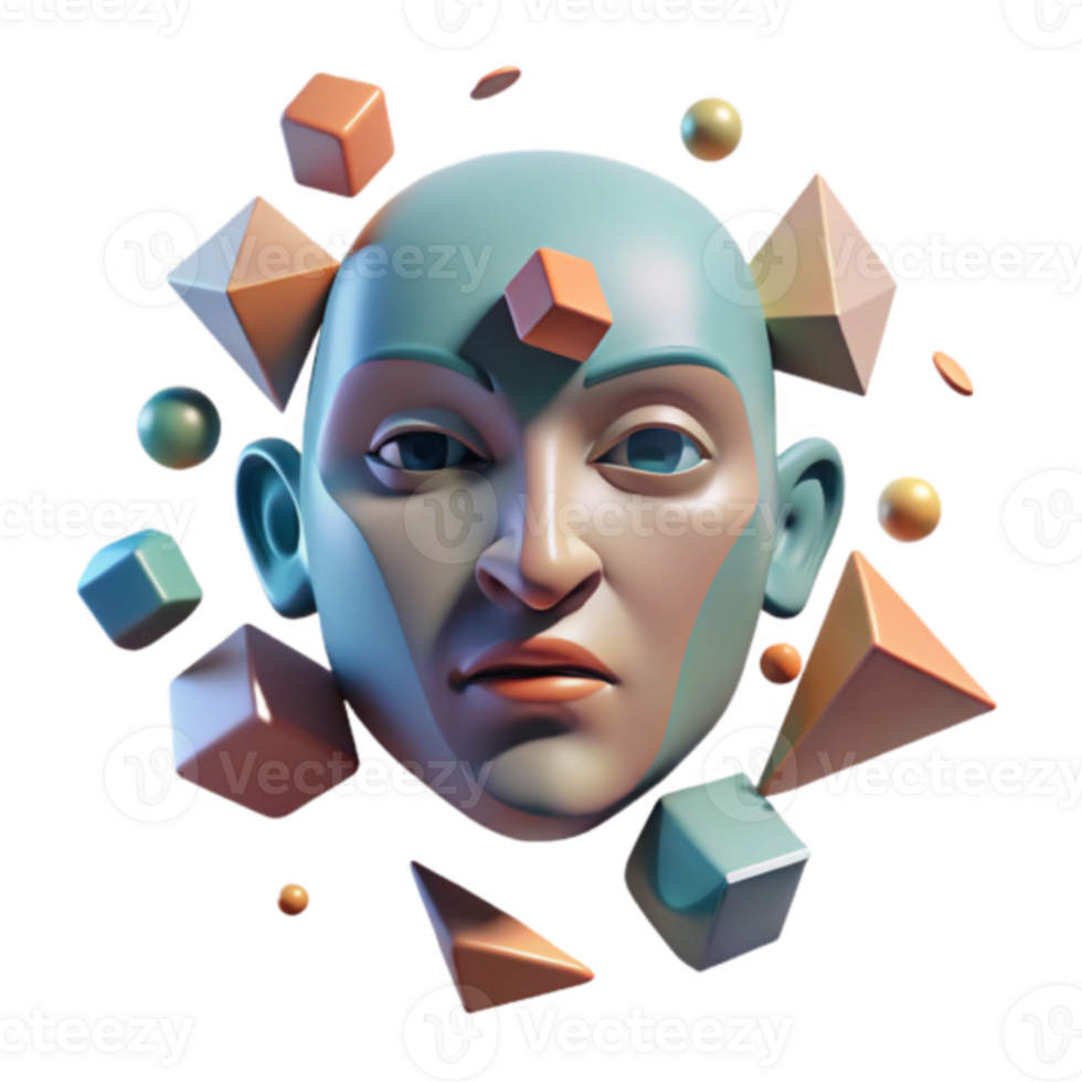 Render Abstract Face Geometric Shapes Surreal Art png