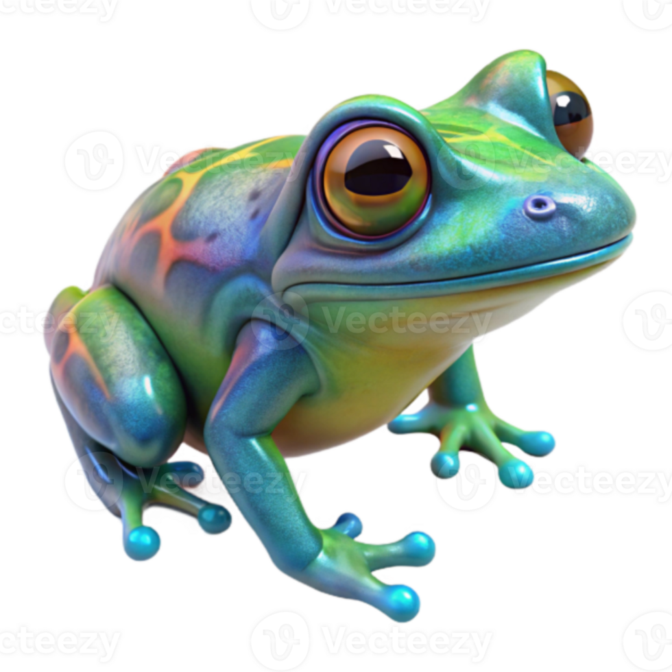Vibrant Render of a Colorful Frog Illustration png