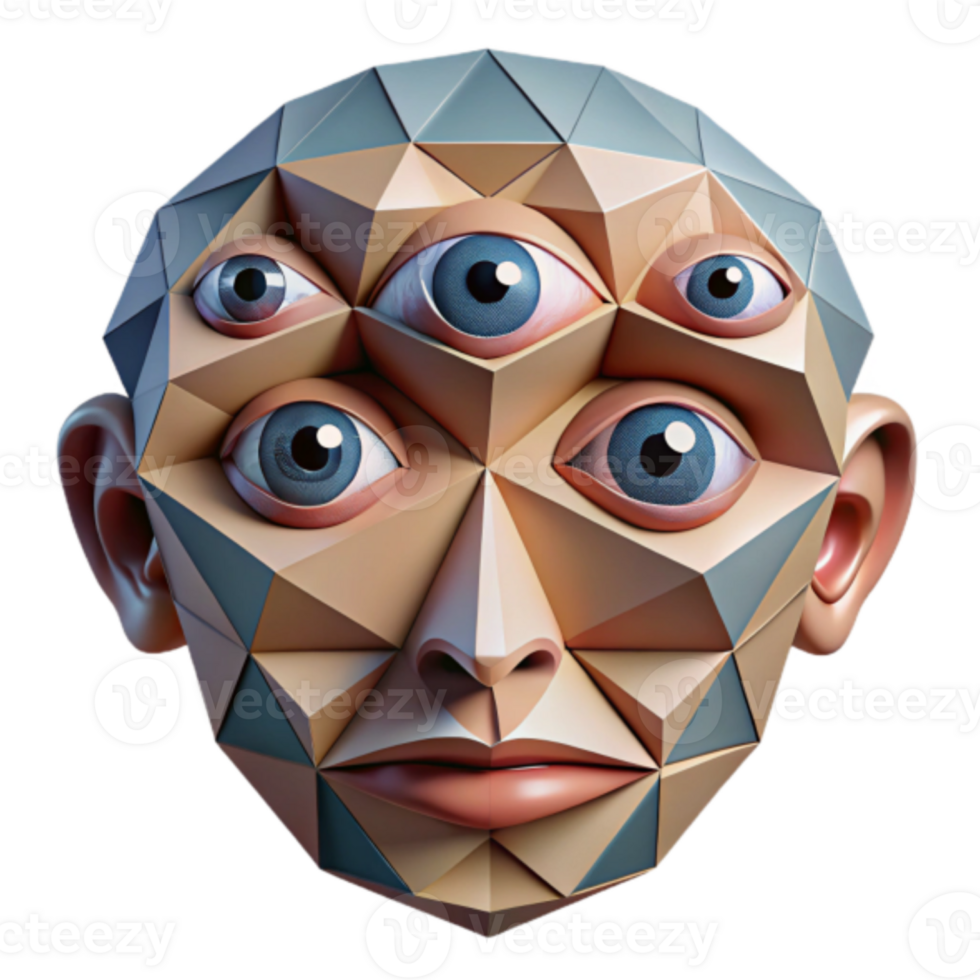 Geometric Polygonal Face Render Abstract Illustration png