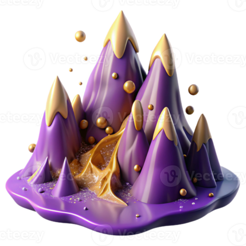Purple and Gold Mountain Range Render Abstract Background Illustration png