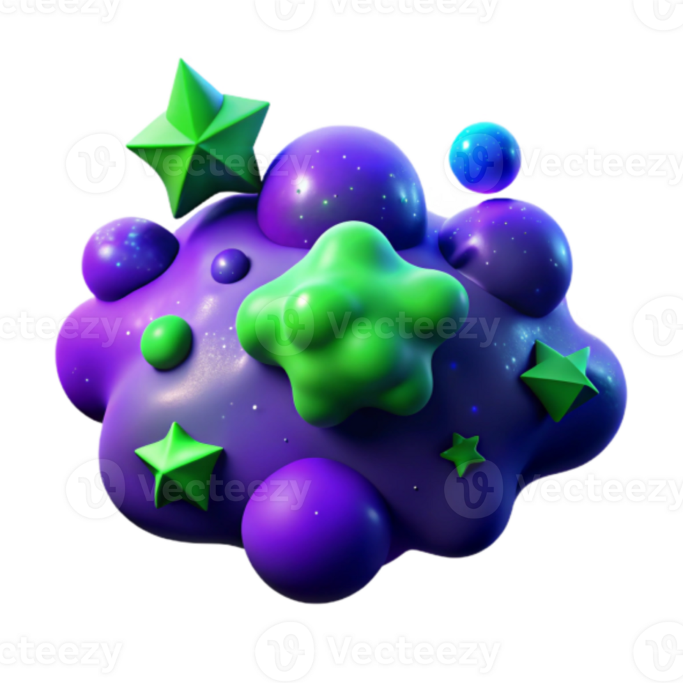 Abstract Render of Colorful Galaxy Nebula with Stars and Bubbles png