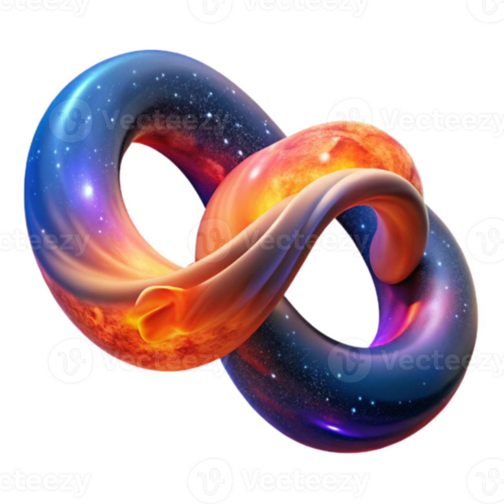Cosmic Infinity Abstract Render, Intertwined Galaxies and Nebulae Illustration png