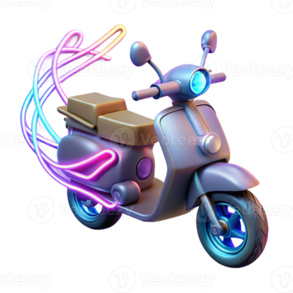 Neon Lights Scooter Render Illustration png