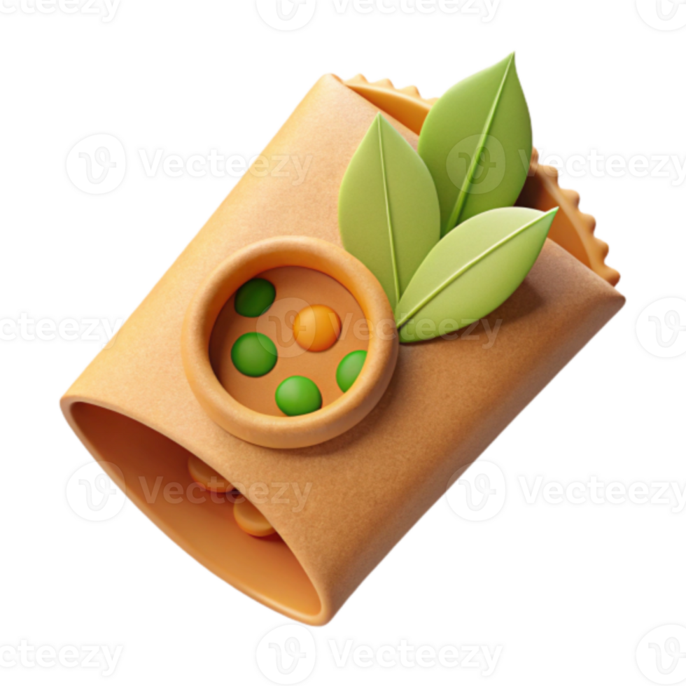 Render of a Food Parcel with Peas and Leaves png