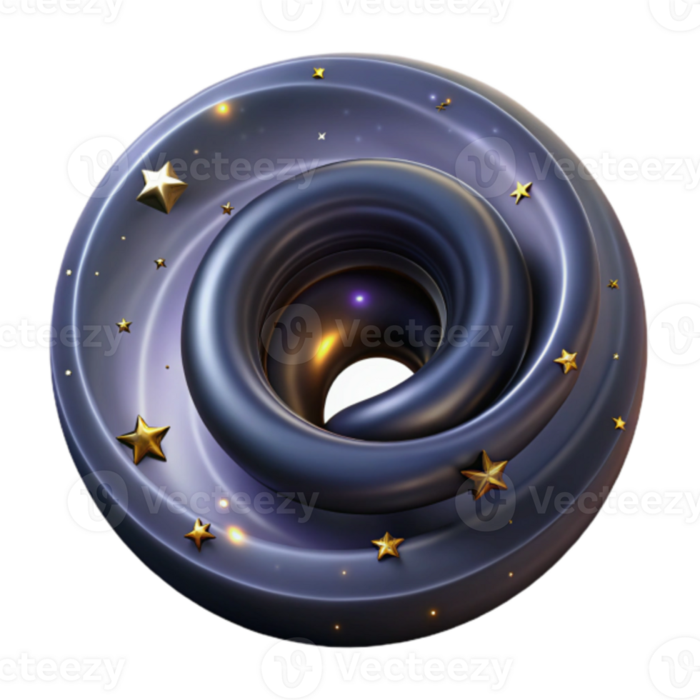 Abstract Render of a Night Sky Swirl with Golden Stars png