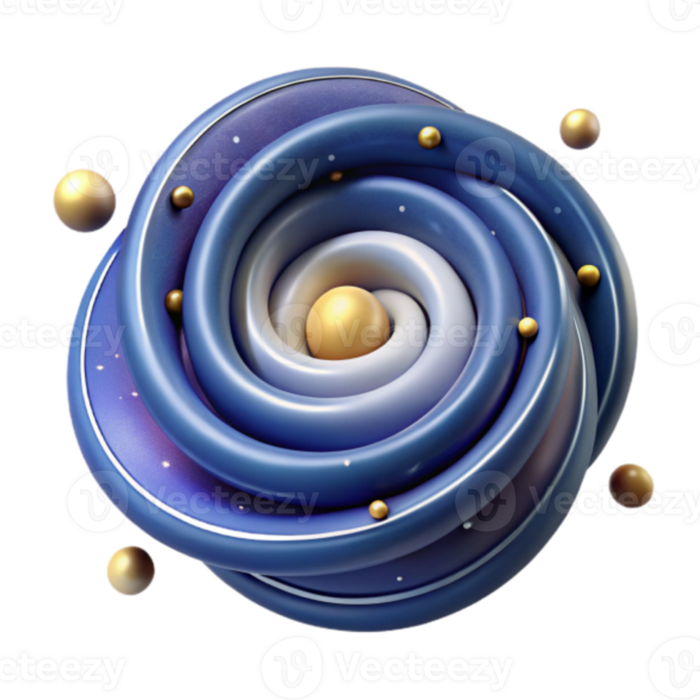 Abstract Galaxy Spiral Illustration Gold and Blue Swirl png
