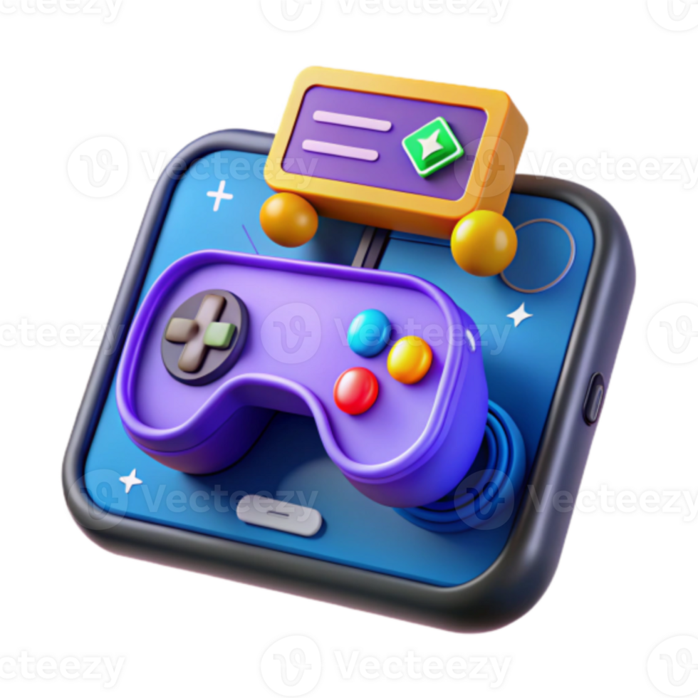 Vibrant Render of Mobile Gaming App Icon Joystick and Scoreboard png