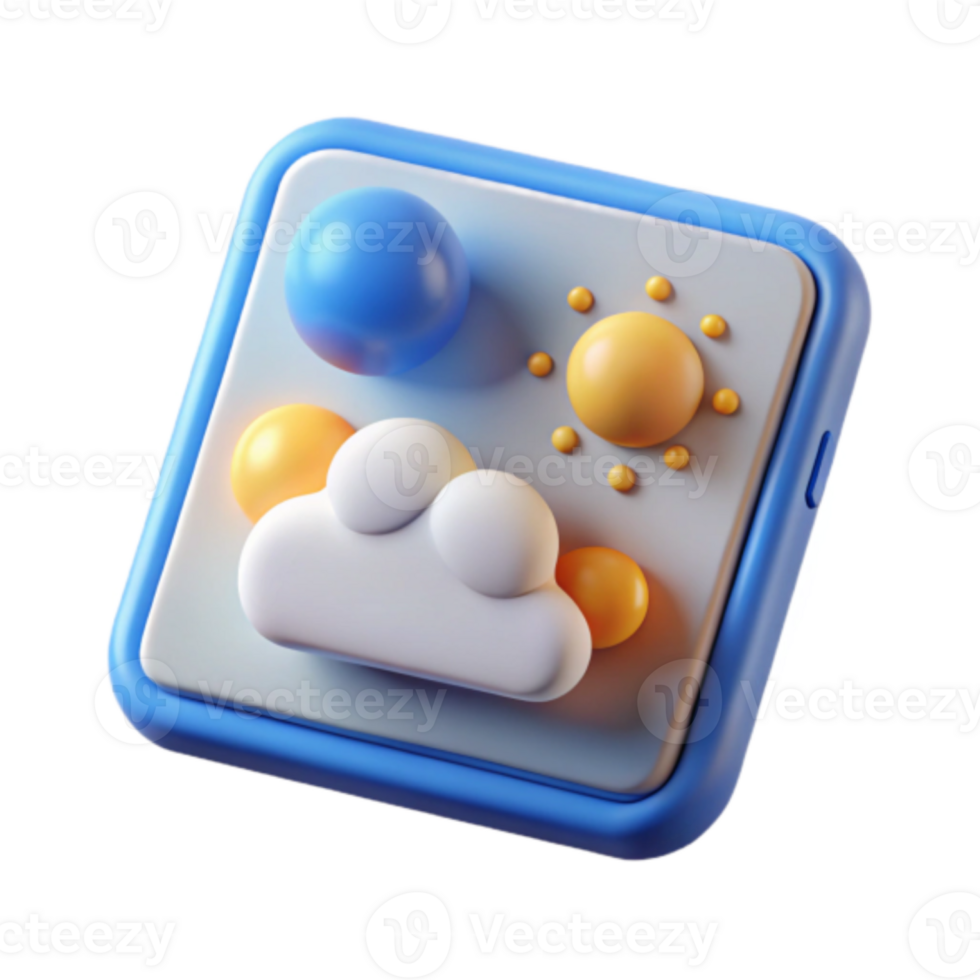Render Cartoon Weather App Icon Sun Cloud Blue Sky png