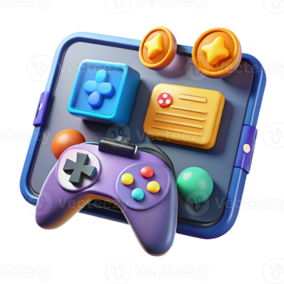 Render of Colorful Game Controller and Tablet UI Elements png
