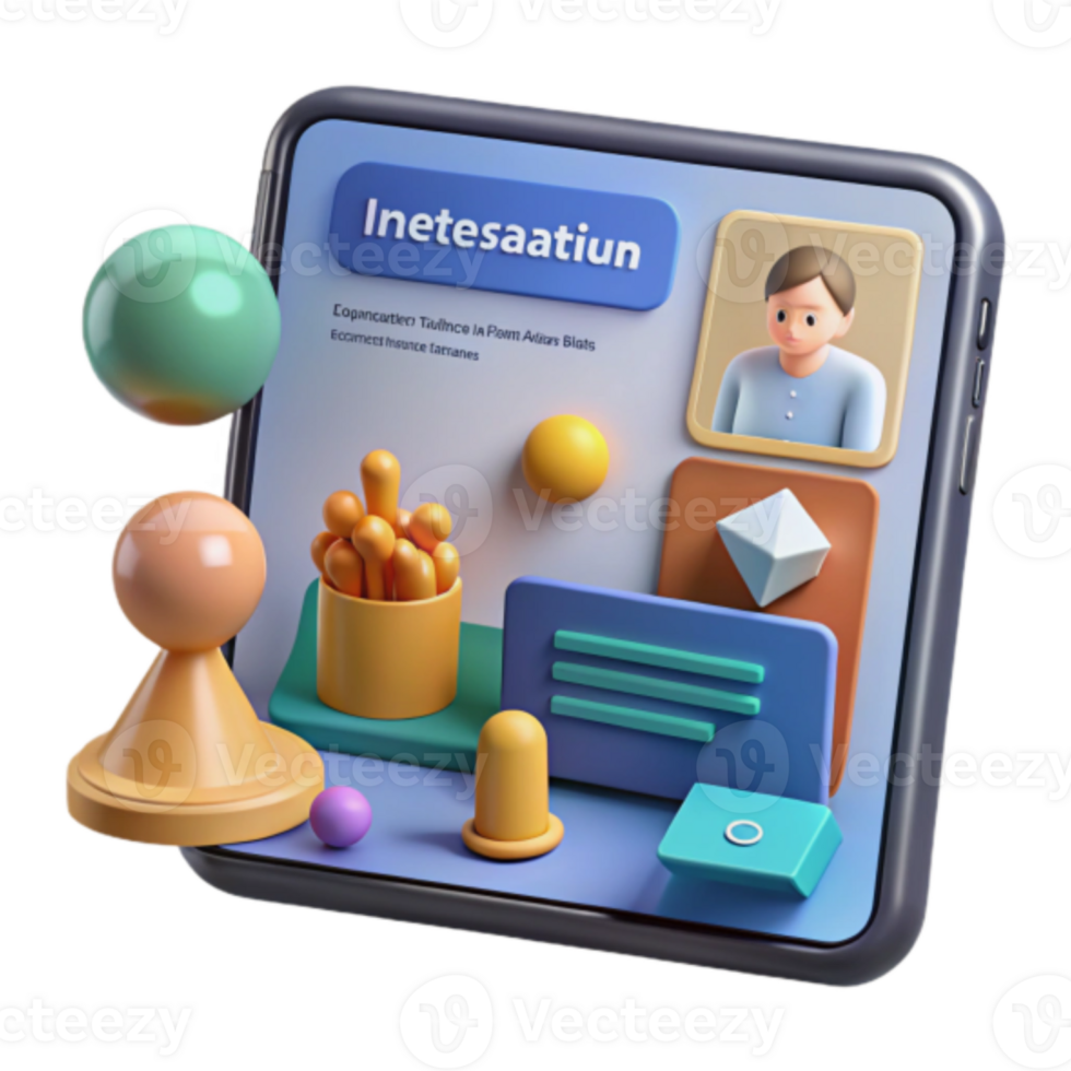vibrante ilustração do Móvel aplicativo interface Projeto com jogos elementos png