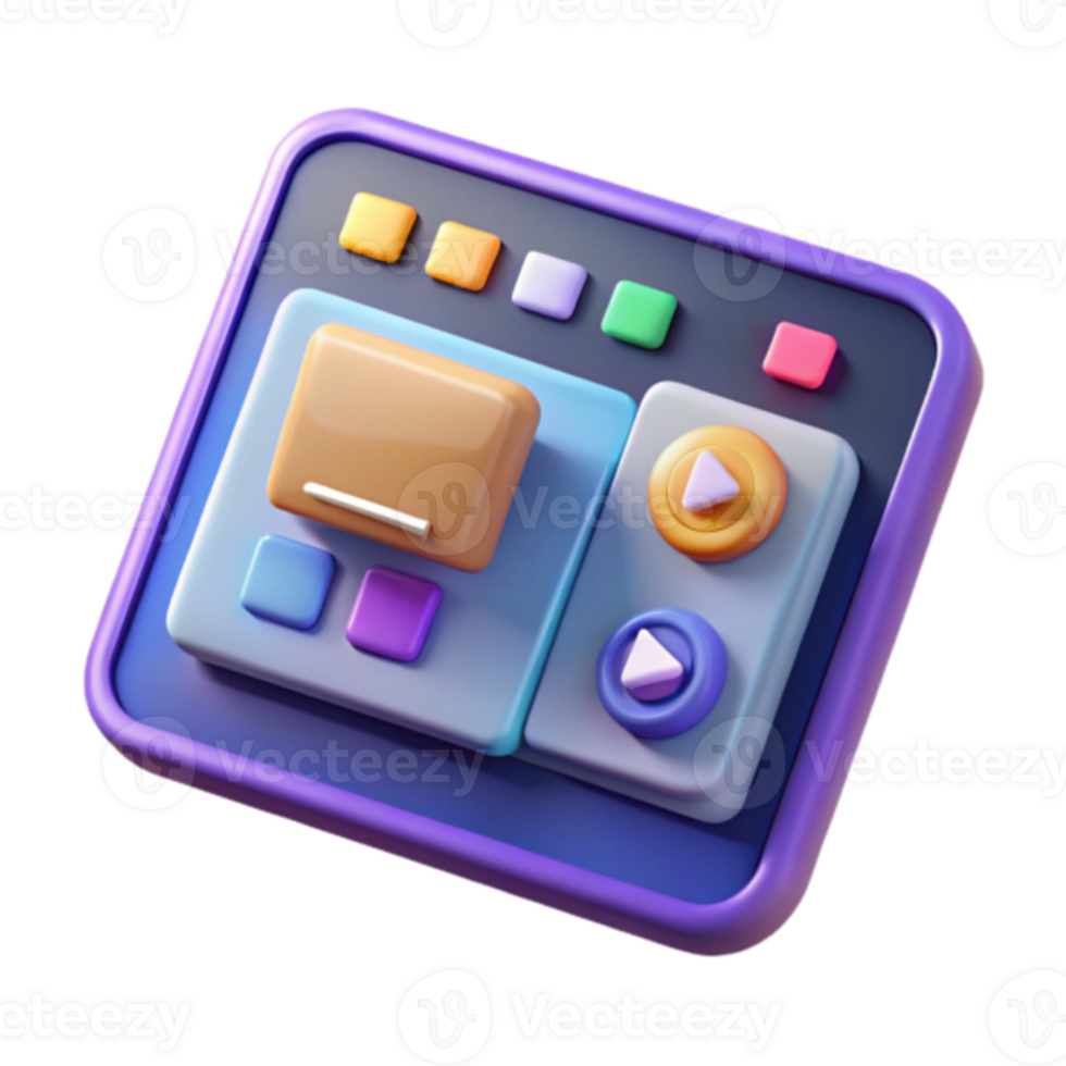 Render Colorful Control Panel Interface Buttons Abstract Background png