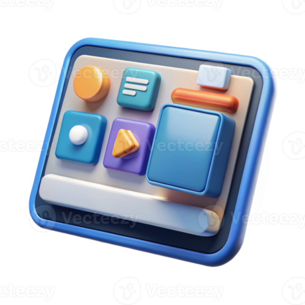 Colorful Render of App Interface Buttons png