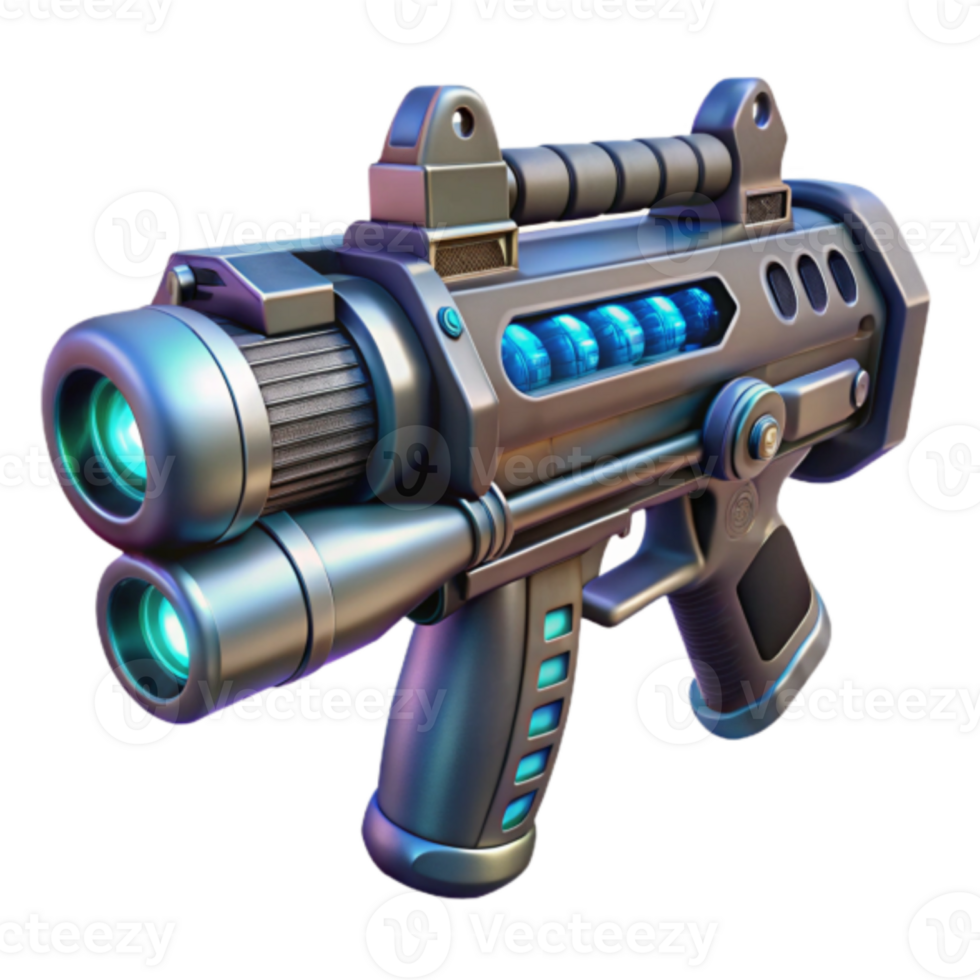 Futuristic Sci-Fi Weapon Render, Dual Barrel Blaster Gun Illustration png