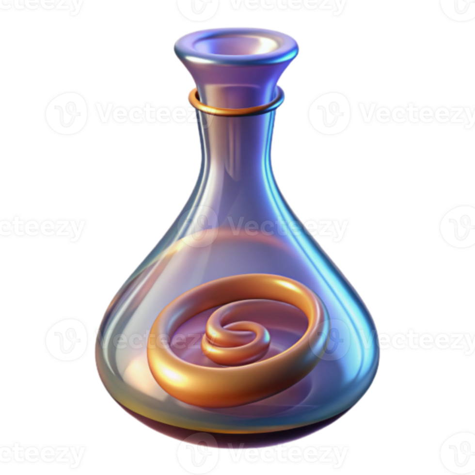 Render Glass Bottle with Spiral Object Inside png