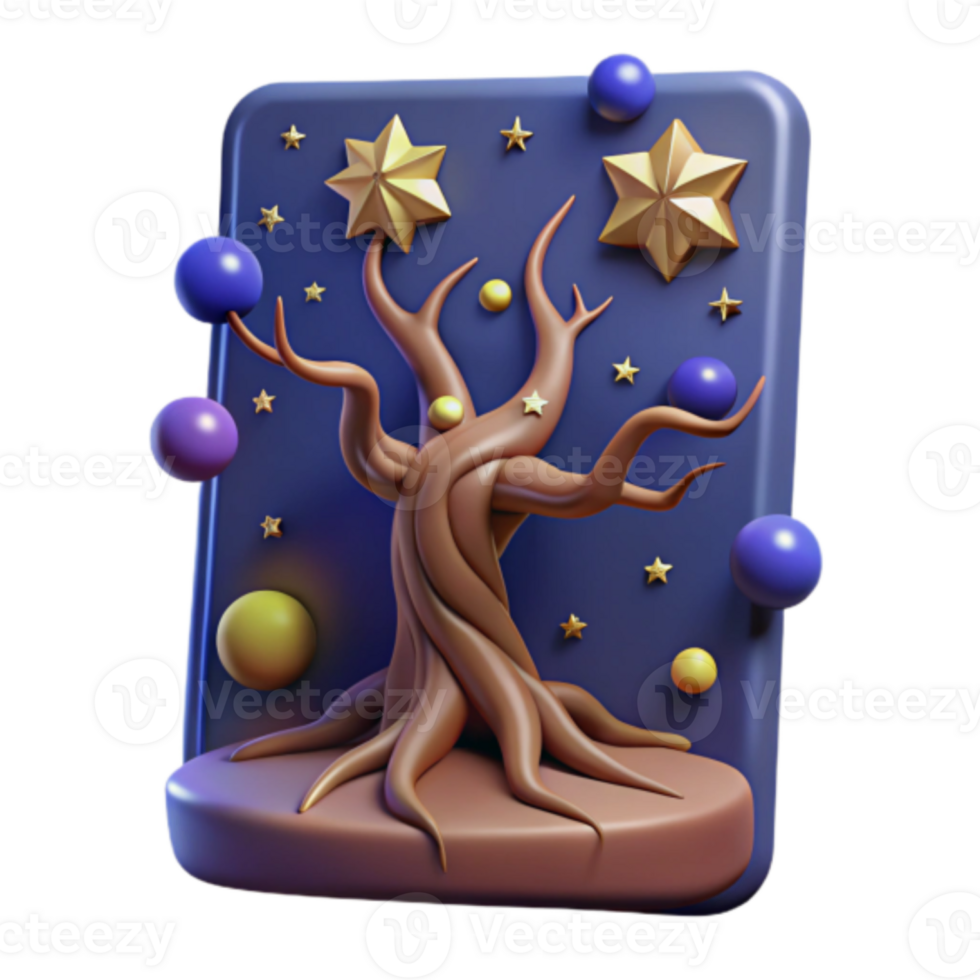 Celestial Tree Render A Night Sky Fantasy Illustration png