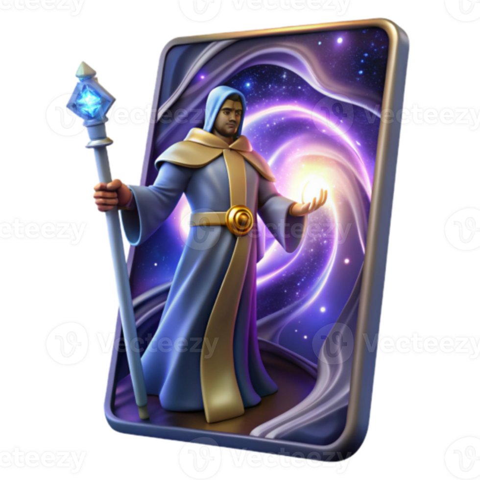 Mystic Wizard Render Card Game Illustration png