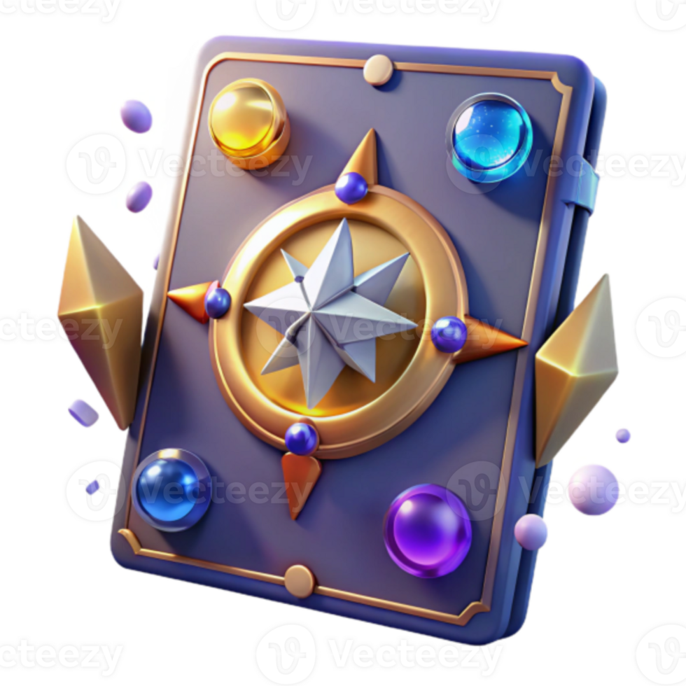 Render of a Magical Compass Book Illustration png
