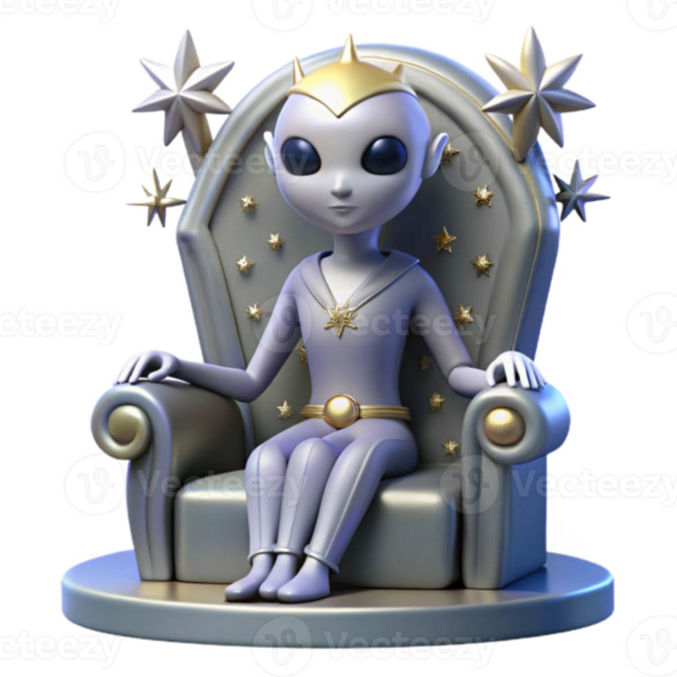 Render of an Alien King Seated on a Starry Throne png
