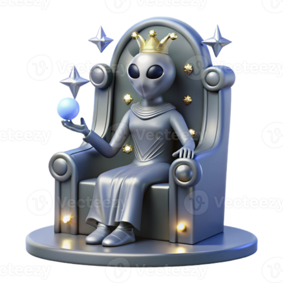 Render of an Alien Queen on a Throne png