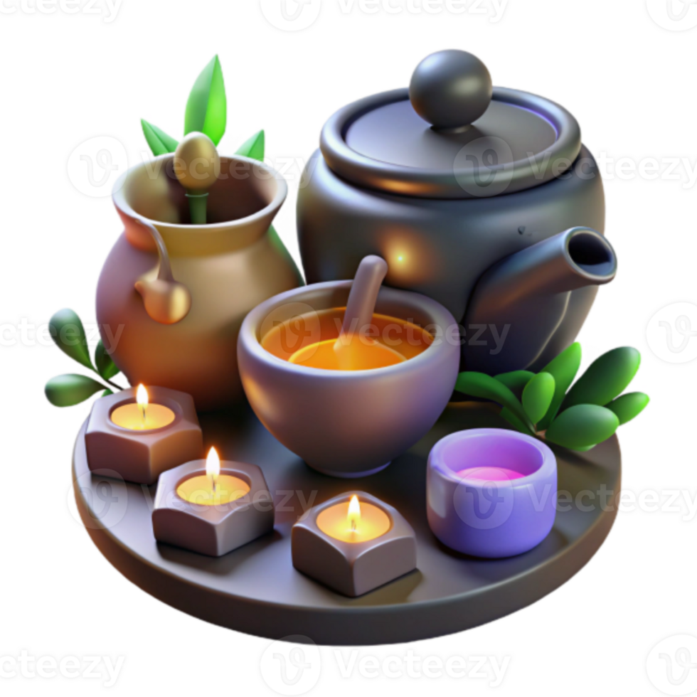 Serene Render of Herbal Tea Ceremony png