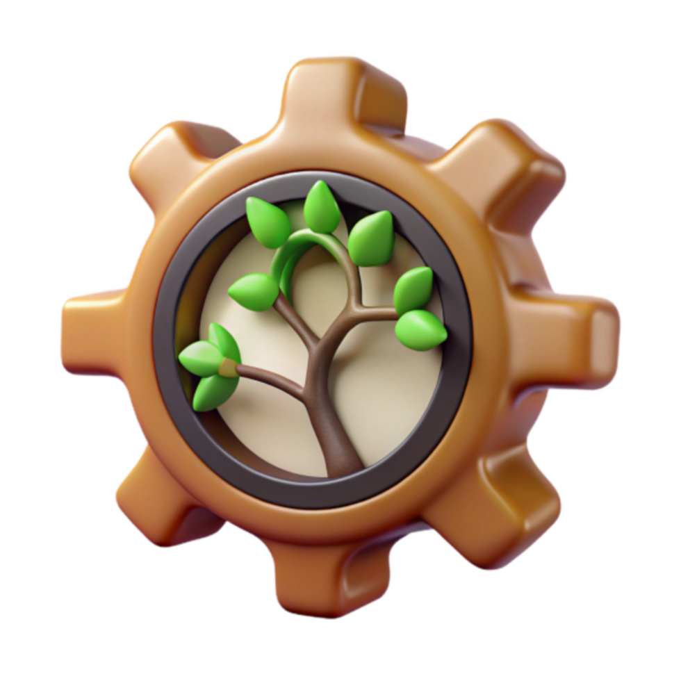 Render of a Gear with a Growing Tree Illustration png