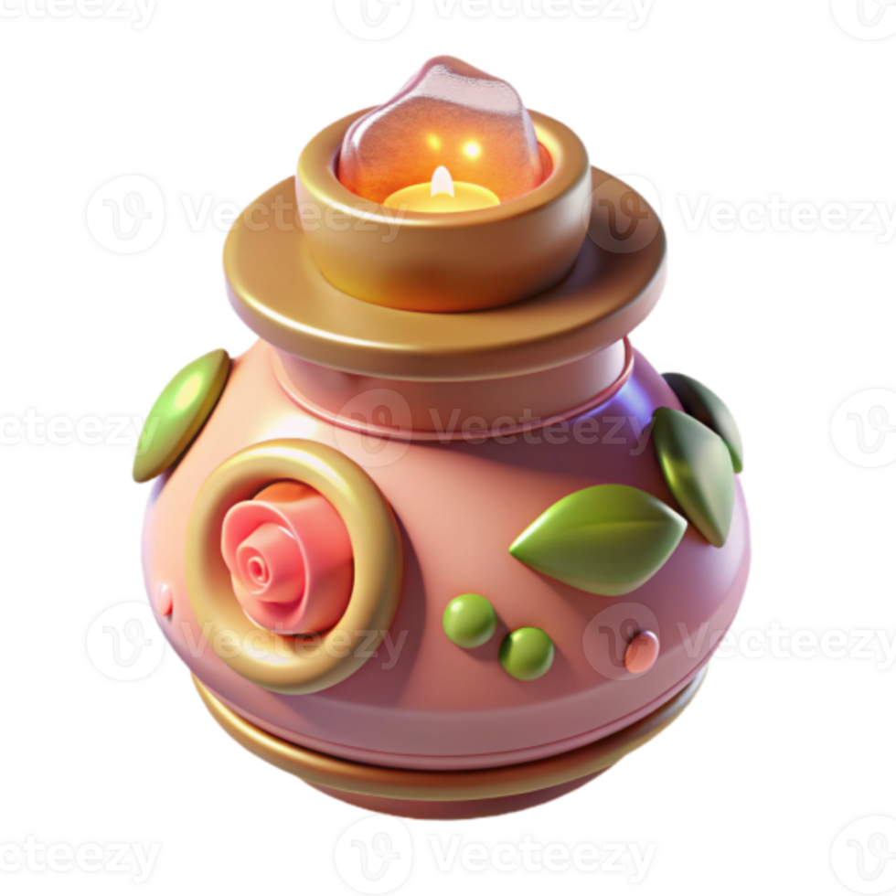 Enchanted Render of a Pink Floral Candle Jar png