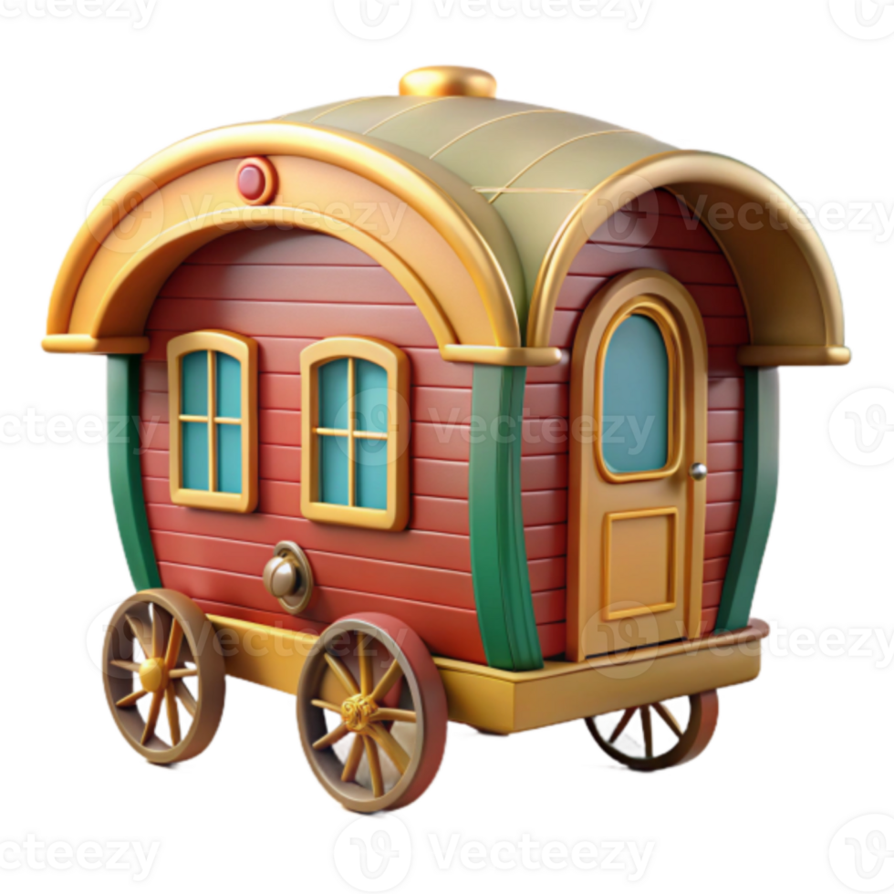 Whimsical Render of a Caravan Wagon, Fairytale Style png