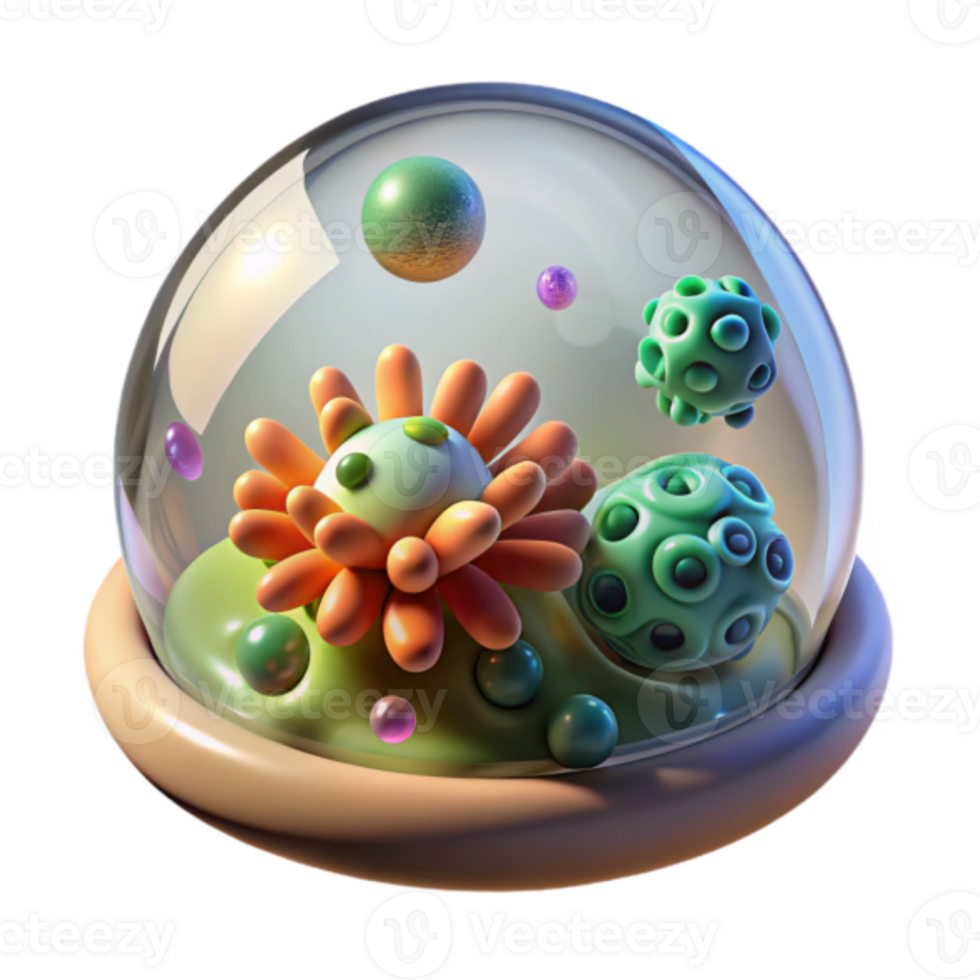 Enclosed Render of Abstract Floral and Orb Ecosystem png
