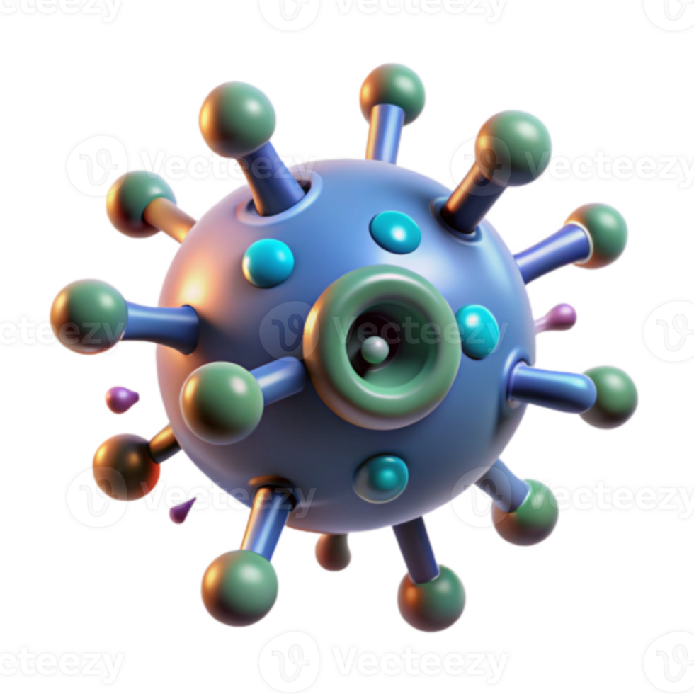 Render of a Stylized Virus Particle png
